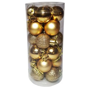 Tiny Baubles - Christmas Balls 24 Pack - Yellow Gold Tones