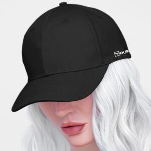 Bufftee Plain Cap – 5 Panel Promo Hat – Black