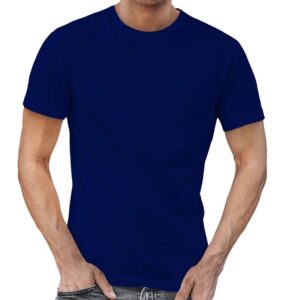 Bufftee - Plain T-Shirt Plain Navy Round Neck Premium Shirt 100% Cotton - 180g