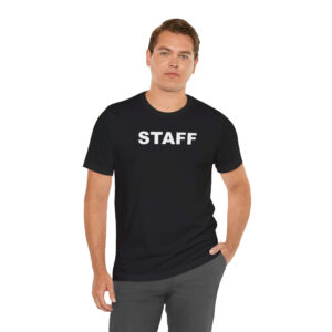 Bufftee STAFF Uniform T-Shirt Round Neck–Work Cotton Shirt-Event Staff 160g -Black